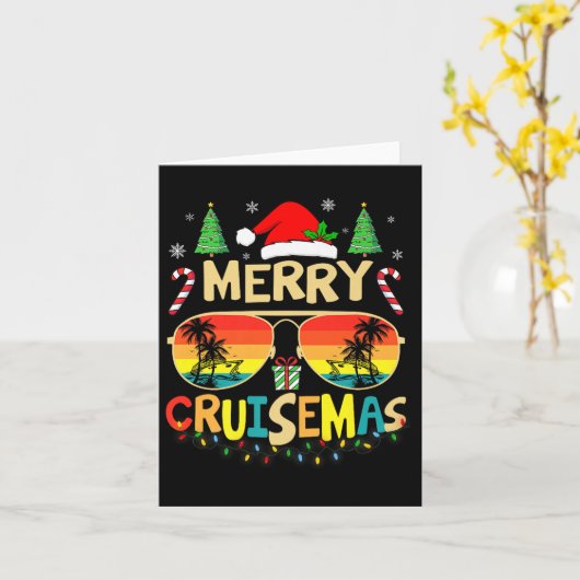 Cruise Ship Merry Christmas Lights Cruising Vacati Kaart (Gele Bloem)