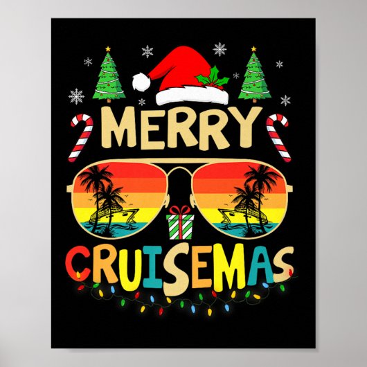 Cruise Ship Merry Christmas Lights Cruising Vacati Poster (Voorkant)