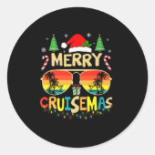 Cruise Ship Merry Christmas Lights Cruising Vacati Ronde Sticker (Voorkant)