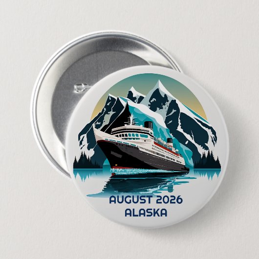 Cruise Ship Ocean Alaska-berg Ronde Button 7,6 Cm (Voorkant /achterkant)