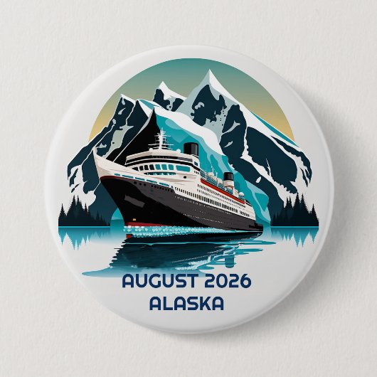 Cruise Ship Ocean Alaska-berg Ronde Button 7,6 Cm (Voorkant)