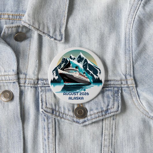 Cruise Ship Ocean Alaska-berg Ronde Button 7,6 Cm (In situ)