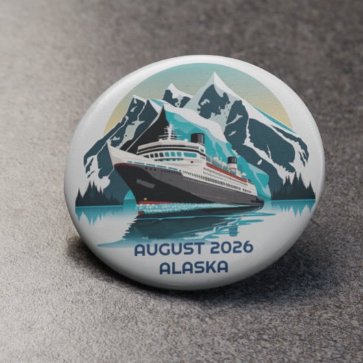 Cruise Ship Ocean Alaska-berg Ronde Button 7,6 Cm