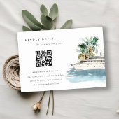 Cruise Ship Palm Seascape Wedding QR Code RSVP Informatiekaartje
