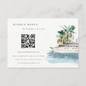 Cruise Ship Palm Seascape Wedding QR Code RSVP Informatiekaartje (Voorkant)