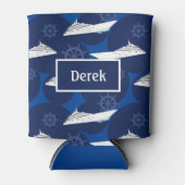 Cruise Ship Patterned Blue Specialized Blikjeskoeler (Voorkant)