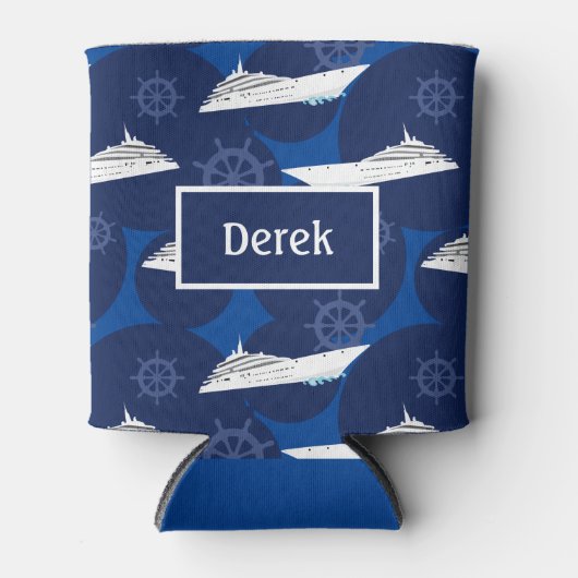 Cruise Ship Patterned Blue Specialized Blikjeskoeler (Voorkant)