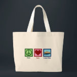 Cruise Ship Peace Love Cruises Grote Tote Bag<br><div class="desc">Peace Love Cruise Ships. Een schattig cadeau voor een cruiseschip voor een werknemer op een oceaanreis. Koel kruisingsploed.</div>