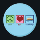 Cruise Ship Peace Love Cruises Magneet<br><div class="desc">Peace Love Cruise Ships. Een schattig cadeau voor een cruiseschip voor een werknemer op een oceaanreis. Koel kruisingsploed.</div>