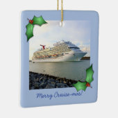 Cruise Ship Portrait Merry Cruise-mas op maat Keramisch Ornament (Rechts)