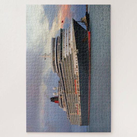 Cruise Ship Queen Elizabeth en tug vroeg in de och Legpuzzel (Verticaal)
