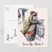 cruise Ship Romance, Wedding Save the Date Aankondigingskaart (Voorkant / Achterkant)