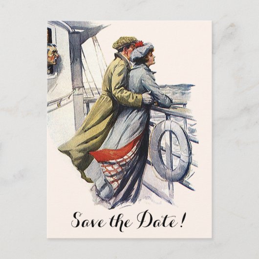 cruise Ship Romance, Wedding Save the Date Aankondigingskaart (Voorkant)