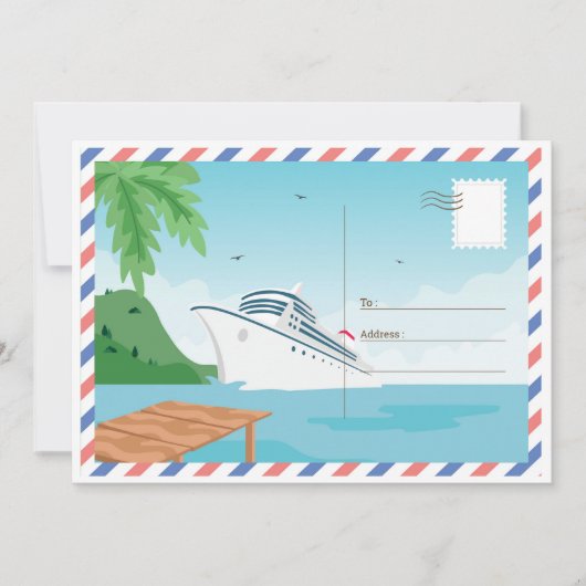 Cruise Ship Save the Date Briefkaart/ Kaart (Voorkant)