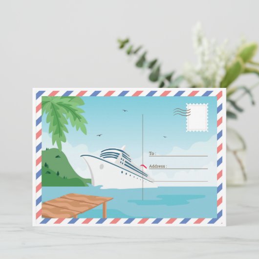 Cruise Ship Save the Date Briefkaart/ Kaart (Staand voorkant)