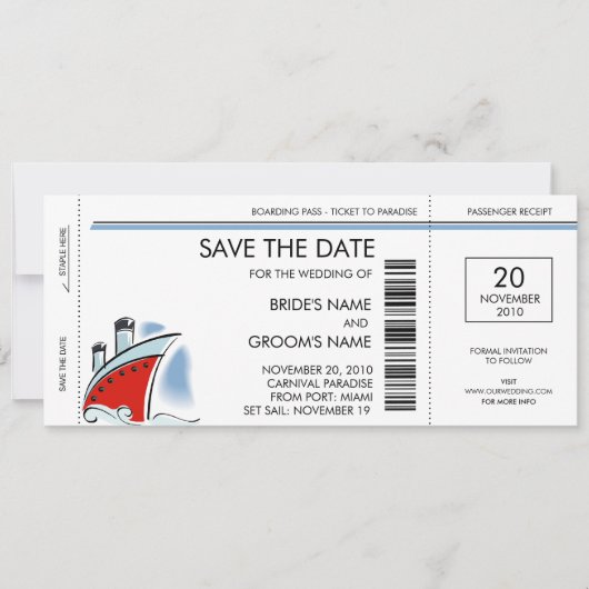 Cruise Ship Save the Date Invitations (Voorkant)