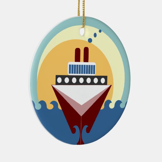 Cruise Ship Sunrise Double Sided Round Ornament (Rechts)