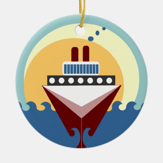Cruise Ship Sunrise Double Sided Round Ornament (Voorkant)