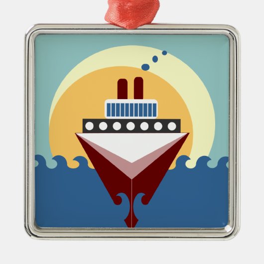 Cruise Ship Sunrise Silver Framed Square Ornament (Voorkant)