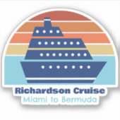 Cruise Ship Sunset Personalized Family Vacation Sticker (Voorkant)