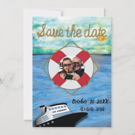 Cruise Ship Waterverf W/Pic Save the Date (Voorkant)