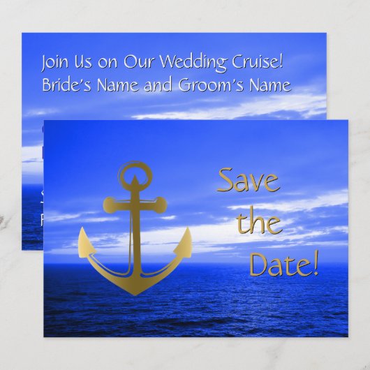 Cruise Ship Wedding Nautical Anchor Save the Date (Voorkant / Achterkant)