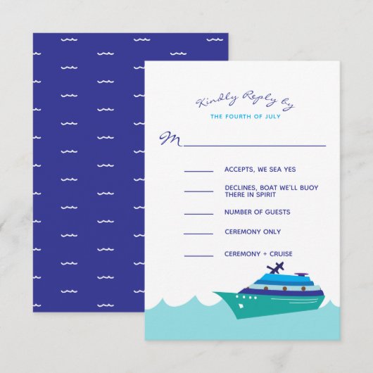 Cruise Ship Wedding RSVP Kaartje (Voorkant / Achterkant)