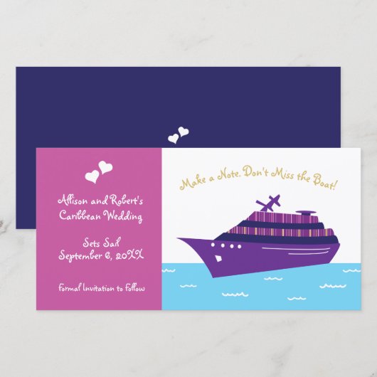 Cruise Ship Wedding Save The Date (Voorkant / Achterkant)