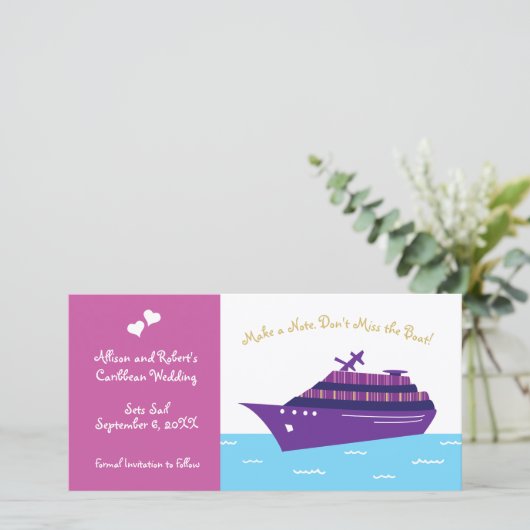Cruise Ship Wedding Save The Date (Staand voorkant)