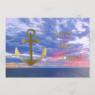 Cruise Ship Wedding Save the Date Ocean Sunset