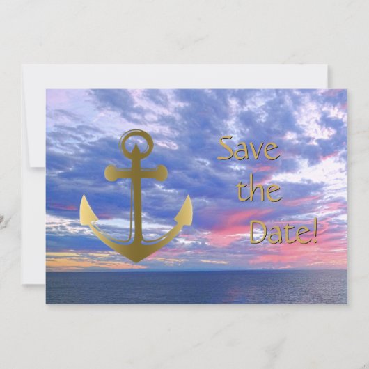 Cruise Ship Wedding Save the Date Ocean Sunset (Voorkant)