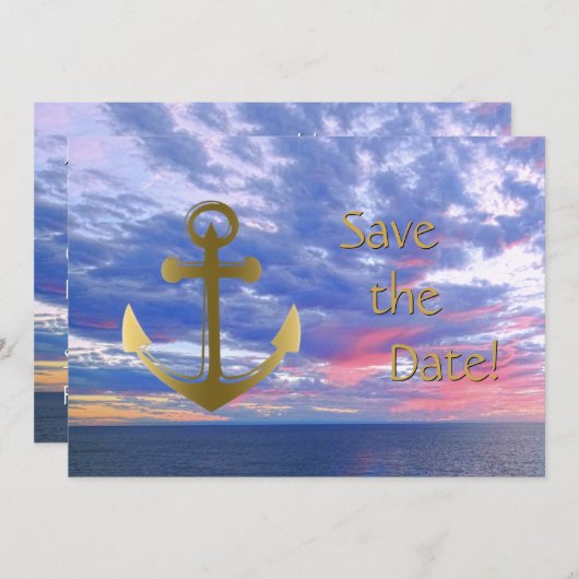 Cruise Ship Wedding Save the Date Ocean Sunset (Voorkant / Achterkant)