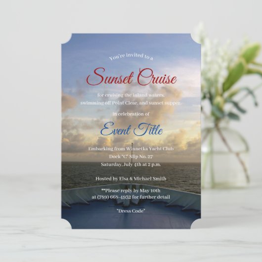 © Cruise Ship Yacht Boat Sunset Party Kaart (Staand voorkant)