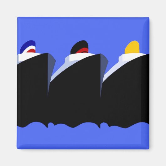 Cruise Ships Vintage Poster Ocean Liner Magneet (Voorkant)