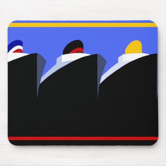 Cruise Ships Vintage Poster Ocean Liner Muismat (Voorkant)