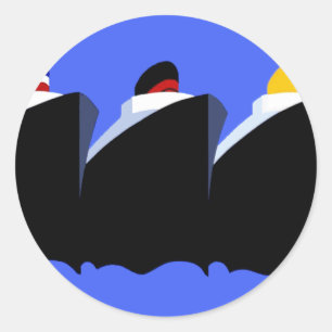 Cruise Ships Vintage Poster Ocean Liner Ronde Sticker