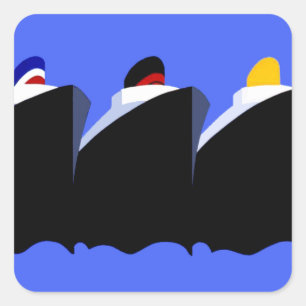 Cruise Ships Vintage Poster Ocean Liner Vierkante Sticker