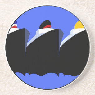 Cruise Ships Vintage Poster Ocean Liner Zandsteen Onderzetter