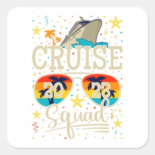 Cruise Squad 2023 Cruisevakantie Vierkante Sticker (Voorkant)