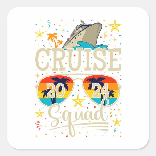 Cruise Squad 2024 Cruisevakantie Vierkante Sticker (Voorkant)