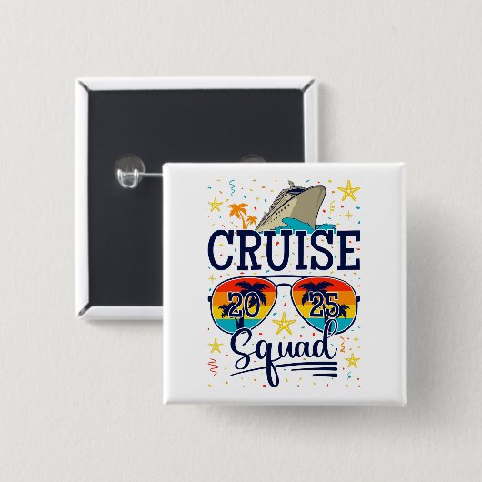 Cruise Squad 2025 Cruising Vakantieplein Vierkante Button 5,1 Cm (Voorkant /achterkant)