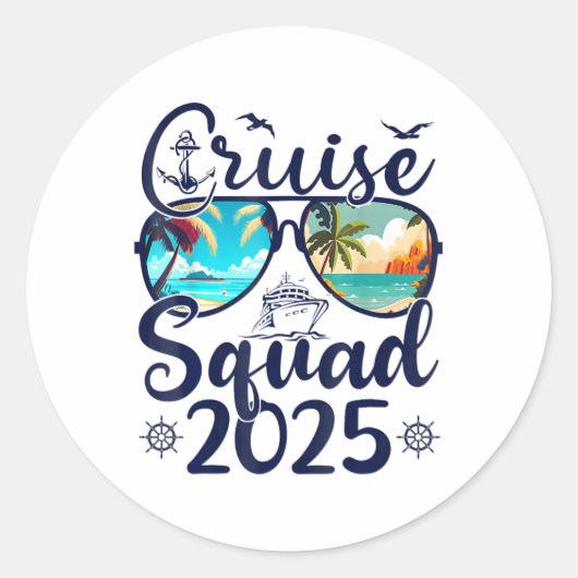Cruise Squad 2025 Familiegroep Matching Summer Vac Ronde Sticker (Voorkant)