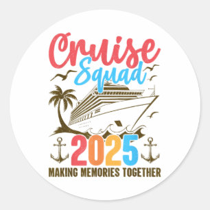 Cruise Squad 2025 Zomervakantie Familie Groep Mat Ronde Sticker