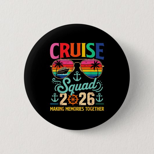 Cruise Squad 2026 Family Group Matching Summer Vac Ronde Button 5,7 Cm (Voorkant)