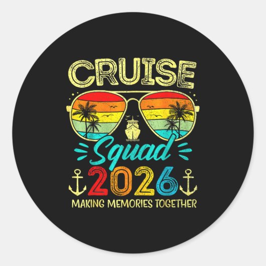 Cruise Squad 2026 Family Group Matching Summer Vac Ronde Sticker (Voorkant)
