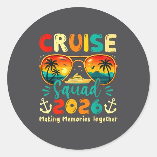 Cruise Squad 2026 Family Group Matching Summer Vac Ronde Sticker (Voorkant)