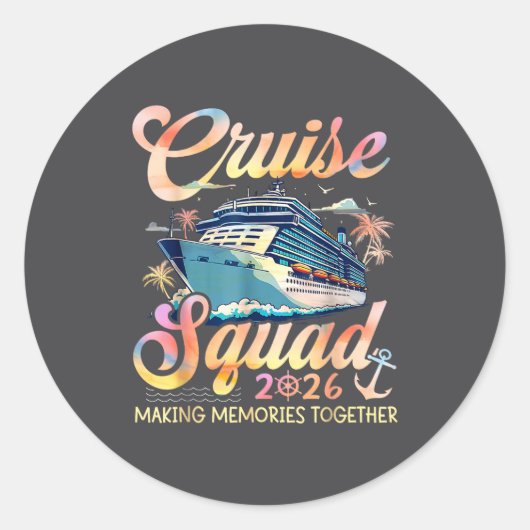 Cruise Squad 2026 Family Group Matching Summer Vac Ronde Sticker (Voorkant)