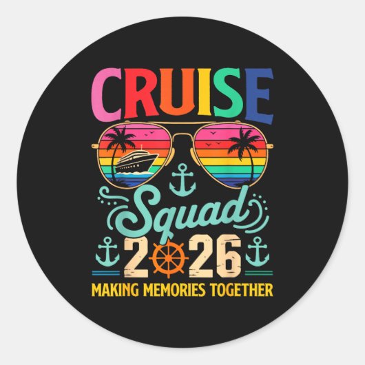 Cruise Squad 2026 Family Group Matching Summer Vac Ronde Sticker (Voorkant)