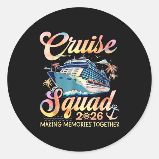 Cruise Squad 2026 Family Group Matching Summer Vac Ronde Sticker (Voorkant)