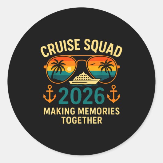 Cruise Squad 2026 Family Vacation Matching Group S Ronde Sticker (Voorkant)